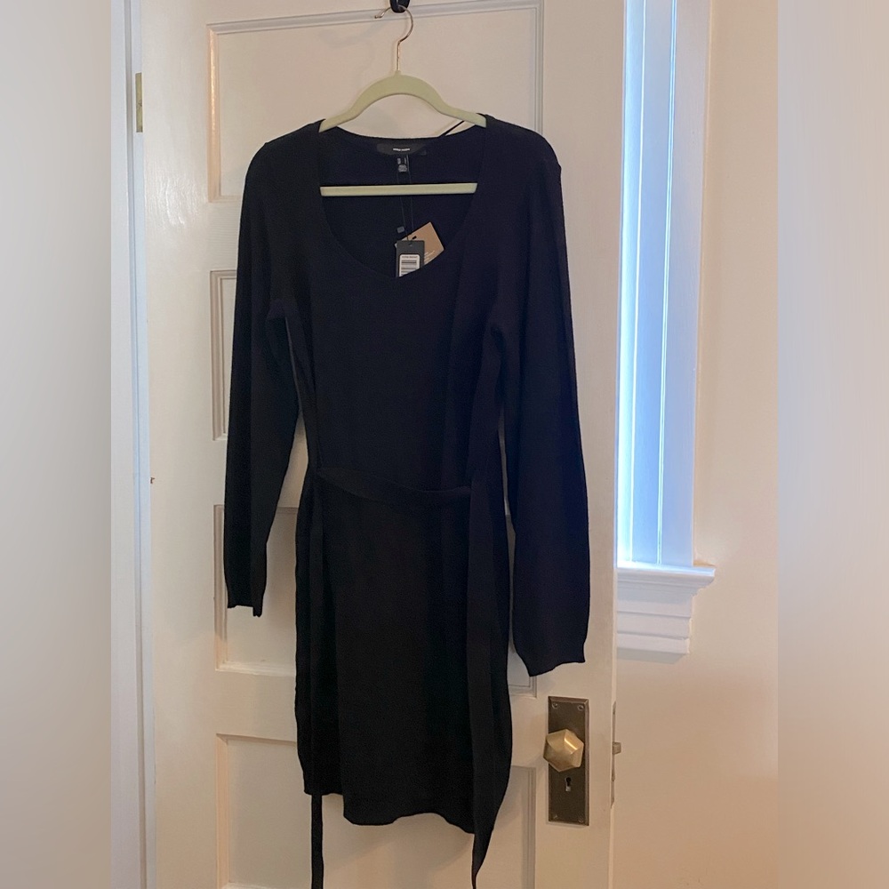 Vera Moda Sweetheart Long Sleeve Sweater Midi Dress with Tie Size Large